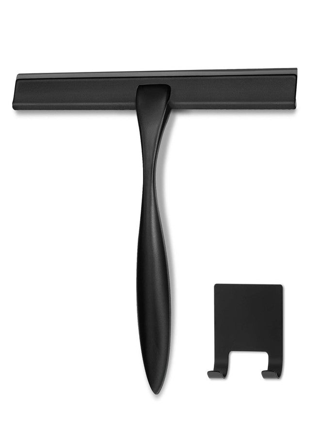 HIWARE All-Purpose Shower Squeegee for Shower Doors, Bathroom, Window and Car Glass - Black, Stainless Steel, 10 Inches - Image 1